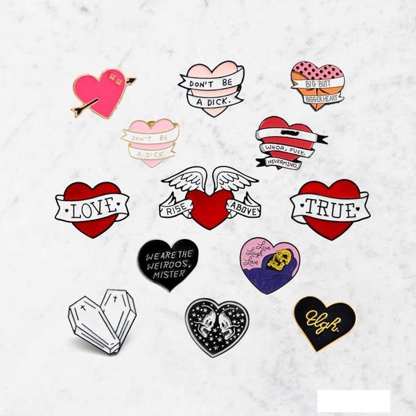 

mingqi творческой личности эмали сплав формы сердце брошь пара любовь знак джинсовой воротник pin мода женщина ювелирные аксессуары, Gray