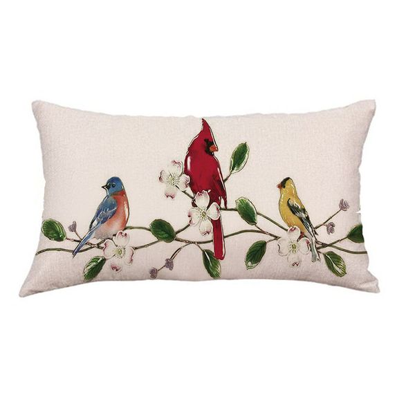 

cartoon print rectangle cushion cover 30x50cm 1pc cute birds pattern linen hug pillowcase sofa cushion cover home decor 0603#30