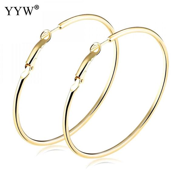 

40/50/60/70mm hoop earrings big smooth circle earring fashion jewelry for women girl steampunk ear clip korean loop earring 2020, Golden;silver