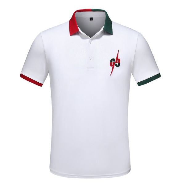 

марка 2020 mens t shirt мода полосы сращивание конструктора bee отворот с коротким рукавом хлопок поло тенниска homme азиатский размер -3xl, White;black