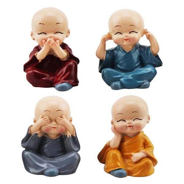 

4pcs set little cute monk car interior display decoration car seat ornament home lovely decor dolls styling