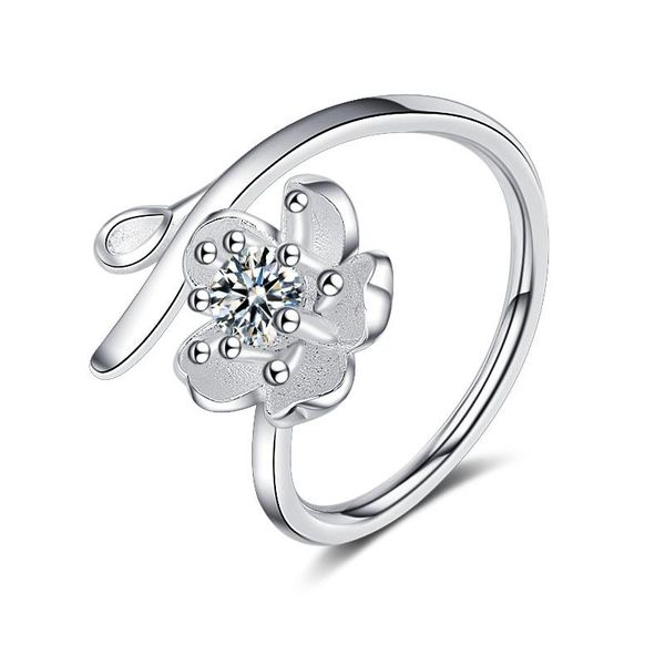Mode-Neuheiten 925 Sterling Silber Kirschblüten Blumenringe für Frauen Ring mit einstellbarer Größe Modeschmuck aus Sterlingsilber