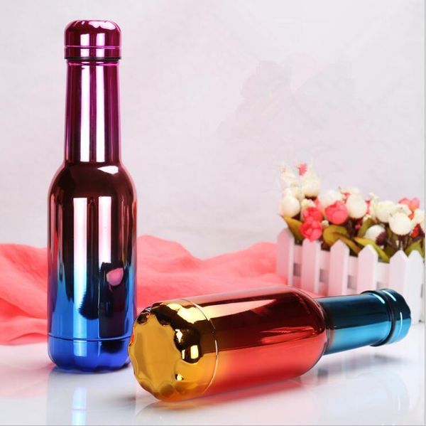 

stainless steel cups rainbow cola shaped water bottle insulated double wall vacuum creative thermos bottle portable travel mugs 17oz dyp1043