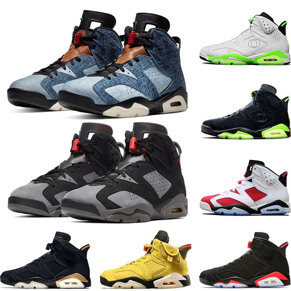 

washed denim 6 travis scotts 6s men basketball shoes black infrared psg reflective mens trainers sports sneakers size 7-13 ng