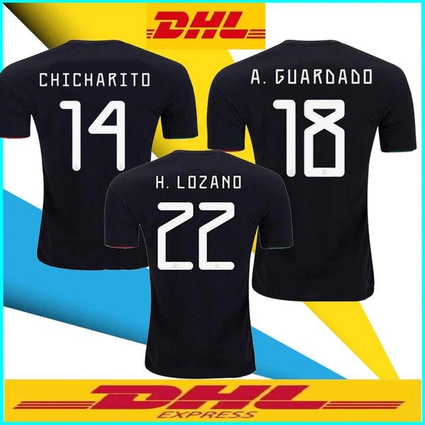

dhl gold cup 2019 mexico woman kids soccer jersey 19 20 chicharito a.guardado h.lozano camisetas football shirt, Black