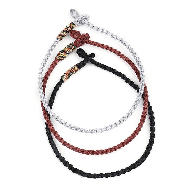 

fehame fehame fashion handmadewax string adjustable charm bracelet wax thread rope bracelets & bangles for women men, Black