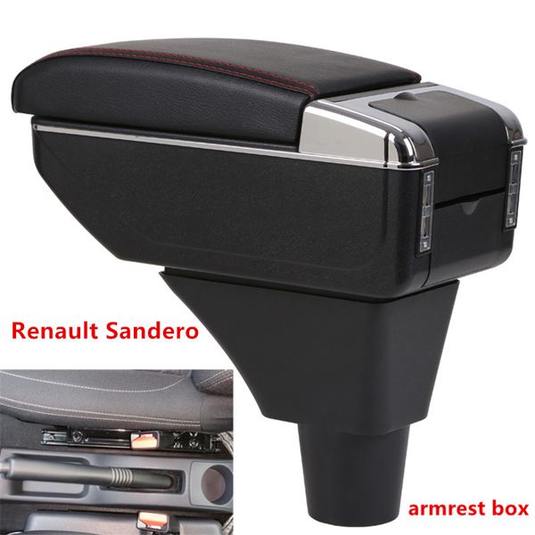 

for sandero stepway armrest box central store content storage box armrest with cup holder ashtray usb interface