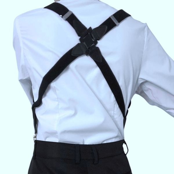 

men's suspenders adjustable braces x shape suspender clip-on belt straps elastic suspensorio apparel accessories, Black;white
