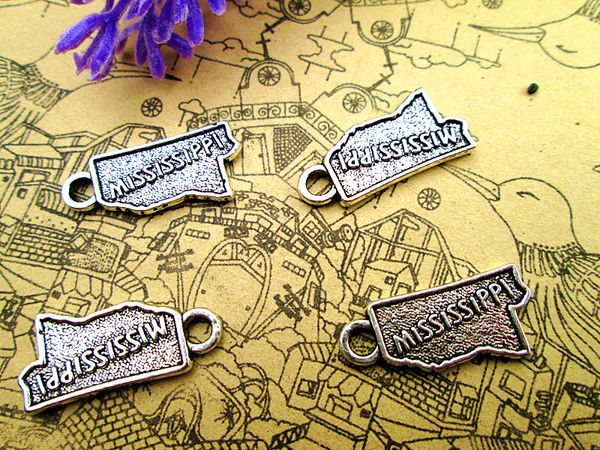 

30pcs--mississippi charms antique tibetan silver mississippi charms pendants ,diy supplies 21mm x 11mm, Bronze;silver