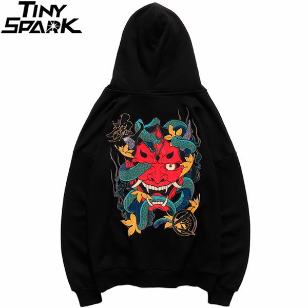 

2019 hip hop hoodie sweatshirt men snake ghost hoodie kanji printed harajuku streetwear pullover cotton autumn black