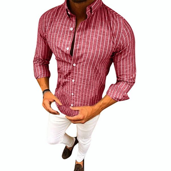 

heflashor autumn new fashion striped shirt men classic long sleeve business mens dress shirts casual streetwear slim male shirt, White;black