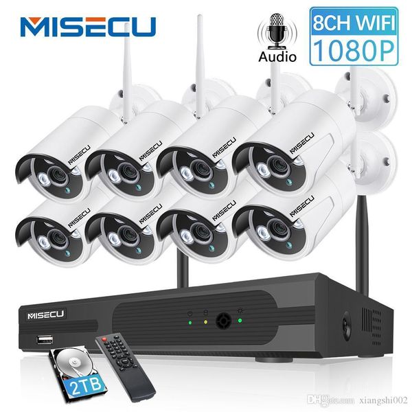 

misecu 8ch 1080p cctv беспроводная система аудио запись 4 / 8шт 2.0 mp ик открытый p2p wifi ip-камера безопасности комплект видеонаблюдения