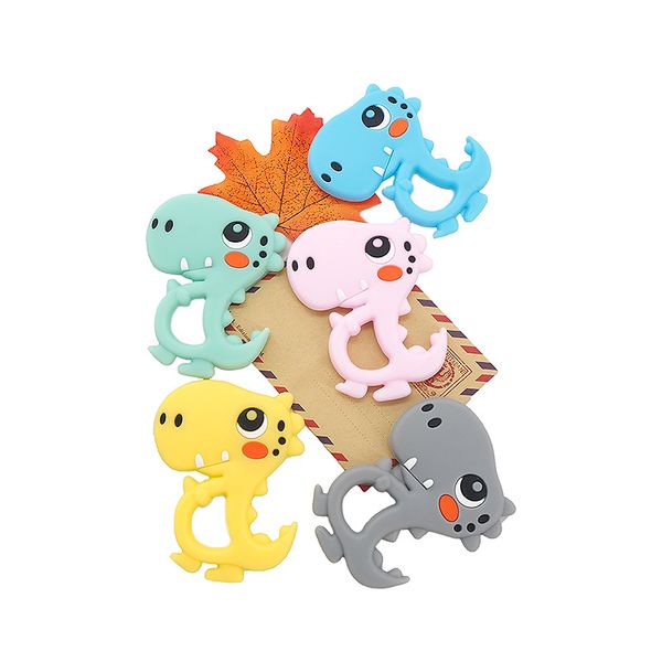 

chenkai 5pcs bpa silicone dinosaur teether baby teething toy diy infant/toddler soothing nursing teething chain accessories