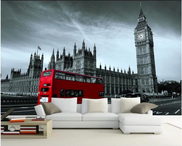 

custom p mural 3d wallpaper european retro city red car high speed background wall home decor living room wallpaper for walls 3 d