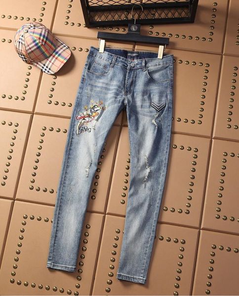 

dg mens jeans street hip hop trousers designer trend male trousers outdoor dolce men gabbana sport man brand cowboy pants, Blue