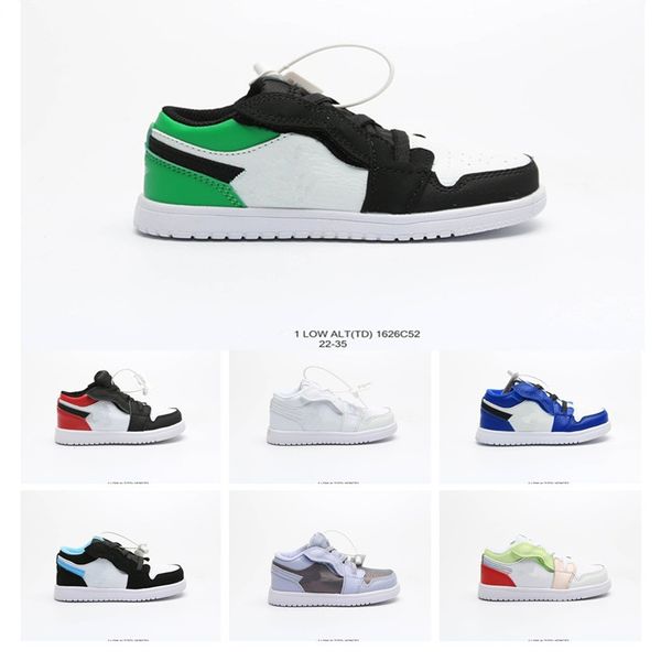 

jumpman 1 low alt non-slip sports basketball shoes for children blue black green white kids outdoors training sneakers trainers eur 22-35