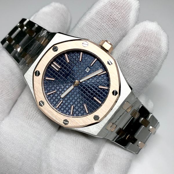 

2020 fashion 33mm size ladies watch royal oak quartz movement sapphire glass rose gold watches folding buckle stainless steel, Slivery;brown