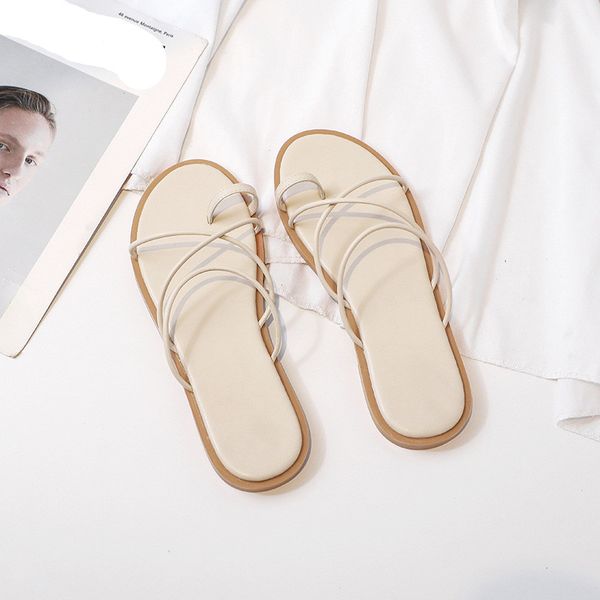 

shoes women woman's slippers slides low rubber flip flops fashion shale female beach cross-tied soft 2020 flat hawaiian, Black