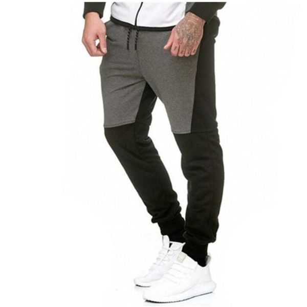 

winter mens fleece sports pants colors grey black patchwork casual pencil pants pantalones