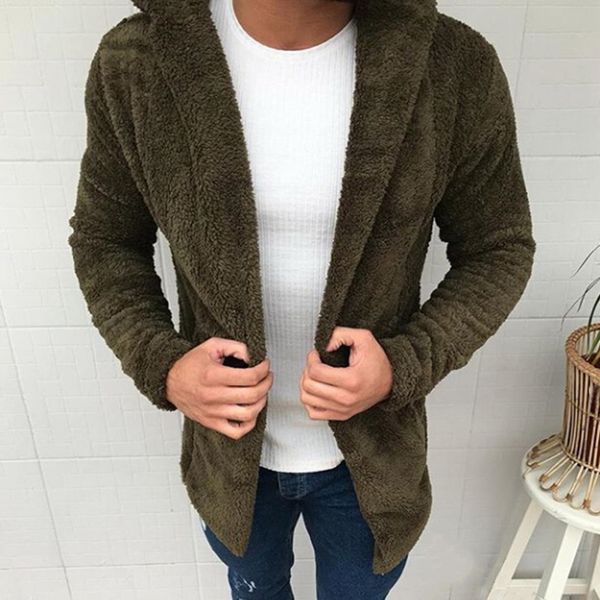 

mjartoria men's solid color jacket thick hooded jacket men's cardigan fashion hooded cardigan solid color, Black;brown