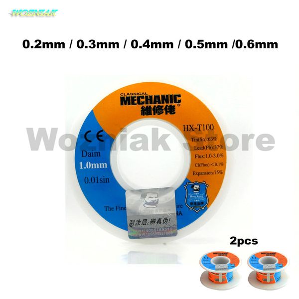 

2pcs machine high purity active solder tin line solder wire 0.2mm / 0.3mm / 0.4mm 0.5mm 0.6mm sn63%/pb37% bga soldering tool
