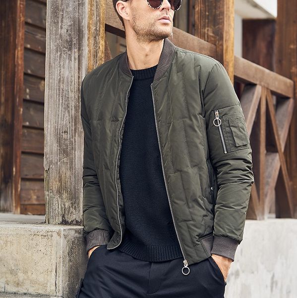 

thin down for men luxury autumn winter warm vintage coats down jacket parkas for men, Black