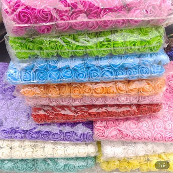 

144pcs 2cm mini foam rose artificial flower bouquet multicolor rose wedding flower decoration scrapbooking fake