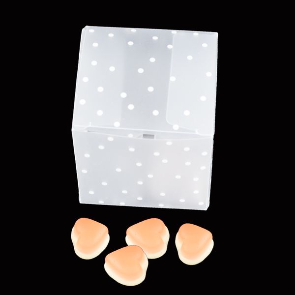 

50pcs plastic square frosted dots candy box chocolate gift box cube for birthday bridal shower wedding christmas festival party