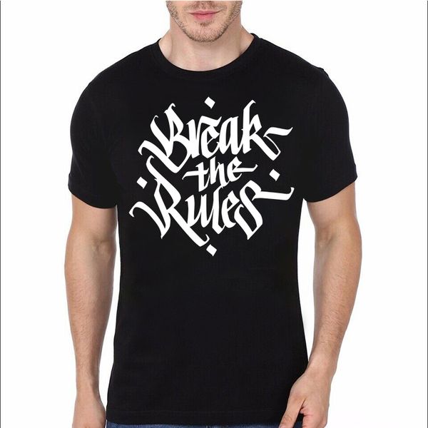 

break rules stylish blackletter type design tshirt mens summer tees vintage t-shirt funny streetwear ulzzang tee, White;black
