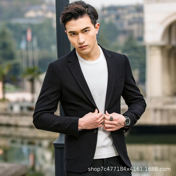 

men's small suit 2019 new autumn casual jacket body korean version of the suit one-piece handsome youth tide bb50xz, White;black