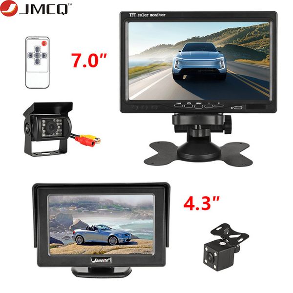 

jmcq 4.3 inch 7 inch tft lcd hd car monitor universal waterproof 12v 24v backup reversing camera wired camera parking system