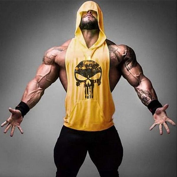 

animal brand clothing fitness hooded tankmen stringer gold bodybuilding muscle shirt running vest workout gym undershirt, Black;blue
