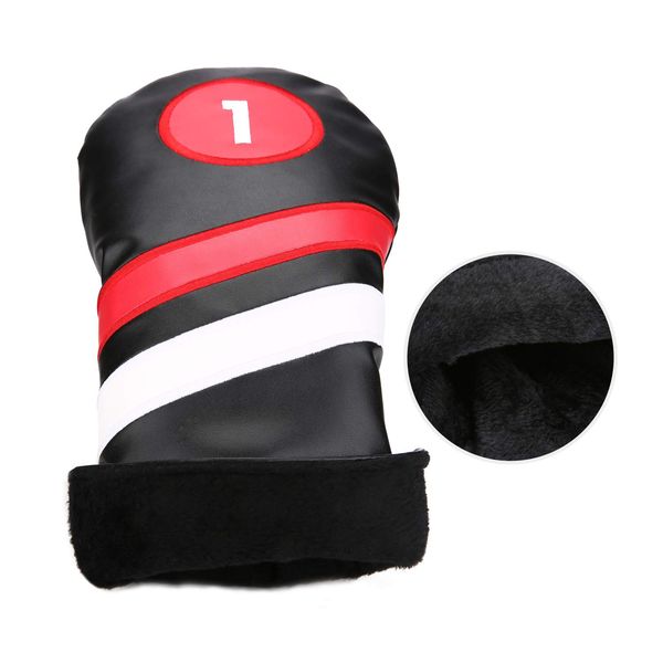 

golf head covers 3pcs/set driver fairway wood headcovers black red vintage pu 1 3 5 driver pool accessories