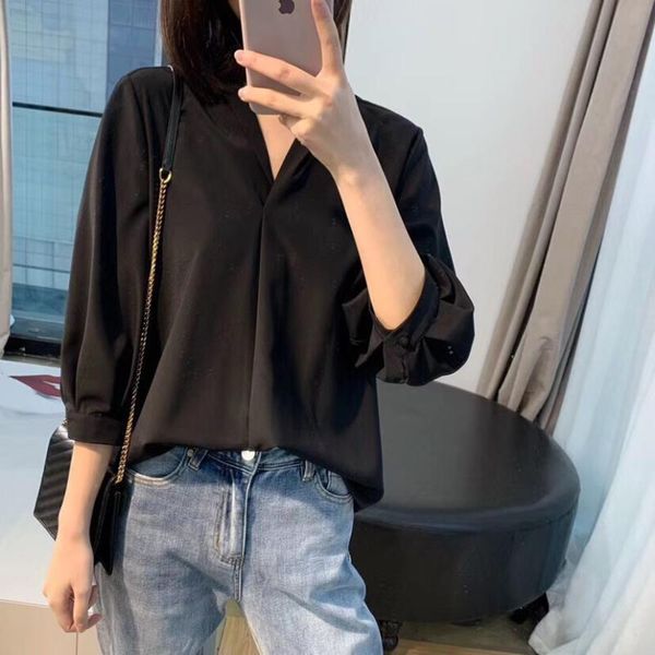 

женская рубашка 2020 весна и лето новые волосы против морщин остывают шелковистая рубашка, White