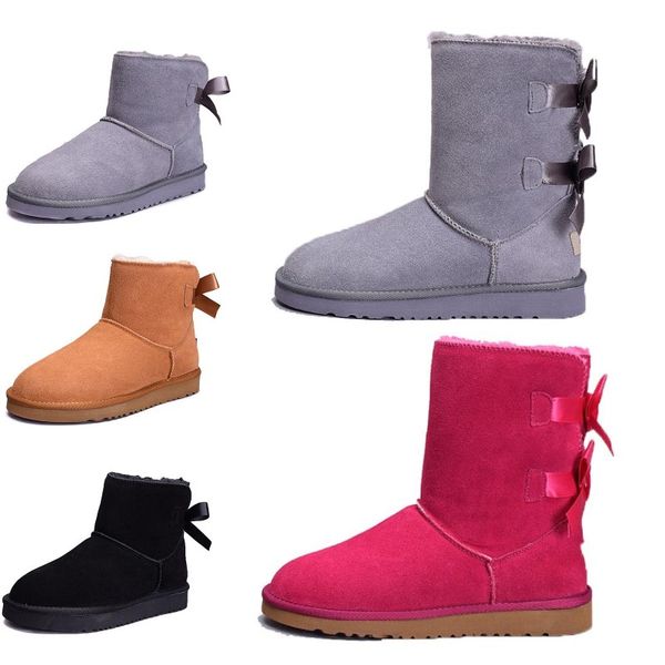 

new wgg women boots short mini australia classic knee tall winter snow boot bailey bow ankle bowtie black grey chestnut