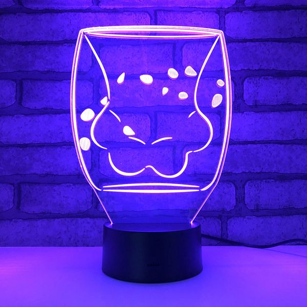 

cute cat claw glass mugs 3d led light cartoon coffee milk mugs cup night lights for girl gifts drop shipping
