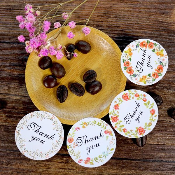 

small fresh thank you sticker 4 color flower seal label sticker diy gift decoration and cake baking package customizable fa3155