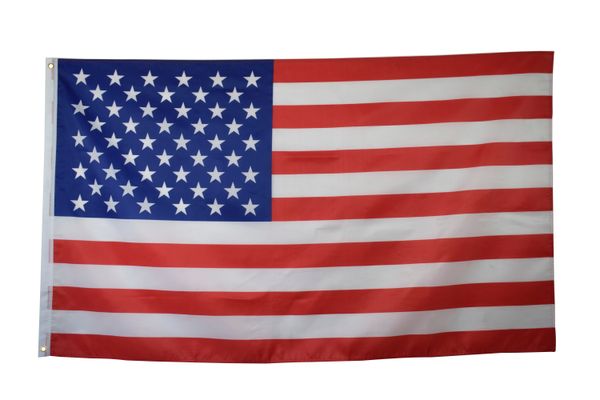 

3x5ft polye ter vivid color 2 eyelet canva header and double titched around american flag