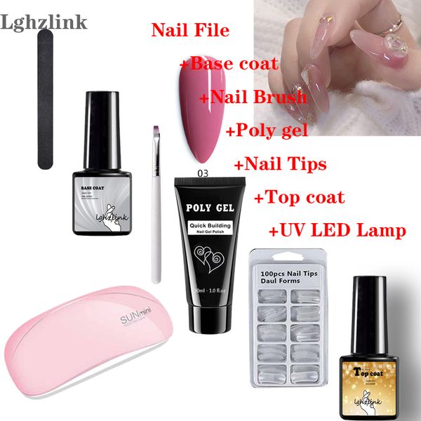 

kit builder nail gel base coat set uv lamp quick building nail extension gellak all for manicure soak off nails art, Red;pink
