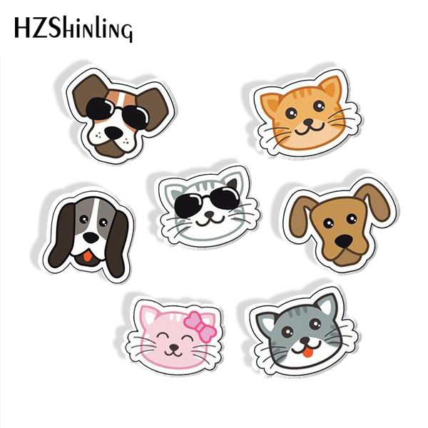 

new fashion cartoon cat and dog shrink resin brooches kawaii kitten pug cute pets animals epoxy acrylic brooch for pets lovers, Gray