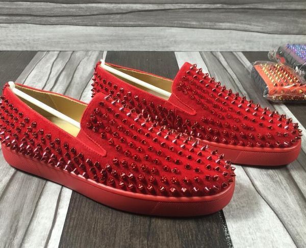 

wholesale new mens mix spikes black genuine leather low red bottom sneakers,fashion brand skateboarding sports shoes 36-46 01