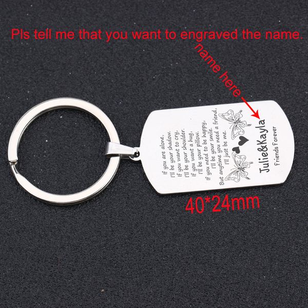 

for friends customized name keychain gift but anytime you need a friend i'll just be me friends forever jewelry, Silver