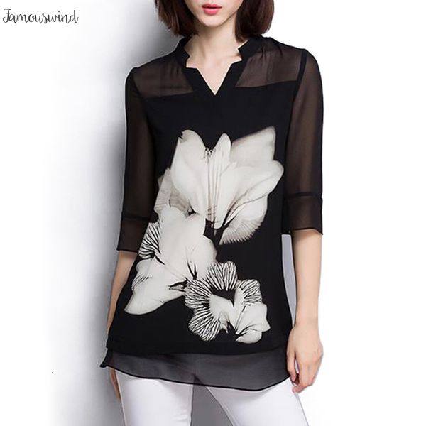 

женщины блузка шифон лето топы 2019 60c моды плюс размер черных женщин рубашки топы с длинным рукавом женской одежды blusas 25, White