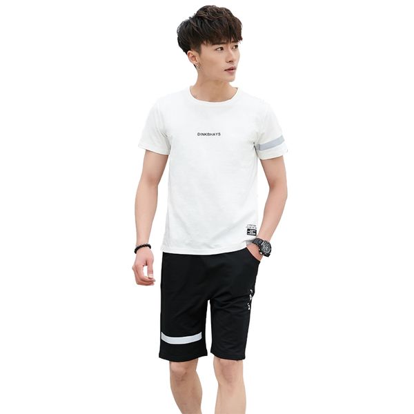 

two piece set men short sleeve t shirt cropped shorts men's tracksuits 2019 new fashion sportswear male short trousers, Gray