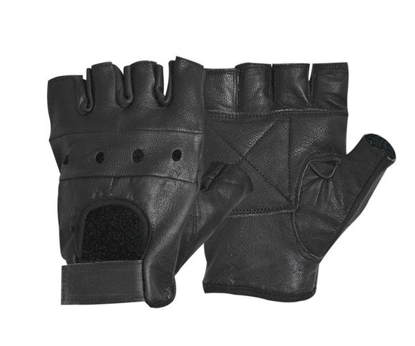 

men's leather half finger fingerless stage motorcycle cycling outdoor sports driving solid black gloves fashion