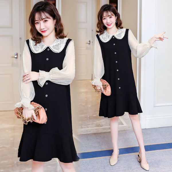 

cotton spring dress for pregnant women maternity summer clothes for pregnancy black pregnant dress, White