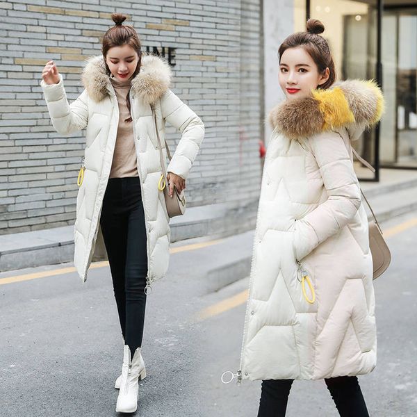 

women parkas very warm wool hats women winter coat fake fur hooded winter jacket thicken down jacket female, Black