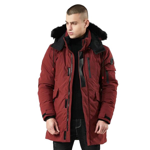 

2019 winter coat men windbreaker fur hooded thicken jacket men's streetwear trench coats long parka jaqueta masculina, Tan;black