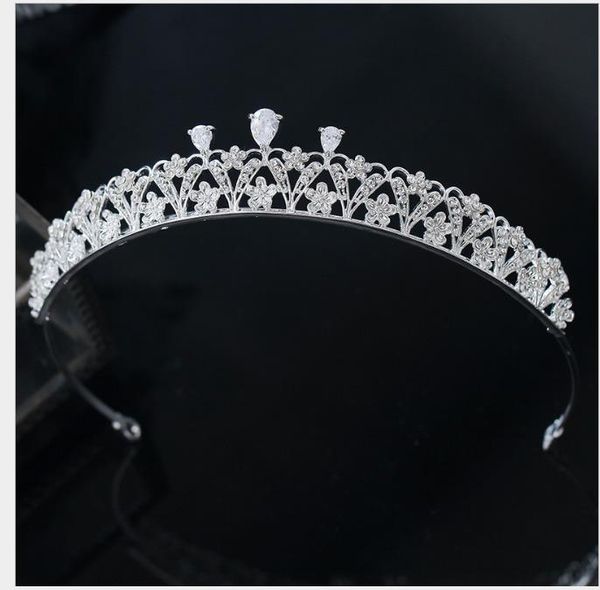 

bride's wedding garment accessories silver zircon birthday crown headwear, Slivery;golden