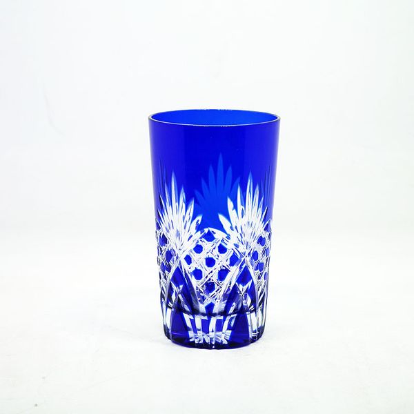 

japanese style edo kiroko whiskey glass handmade hand cut blue crystal drinkware glasses wine cup